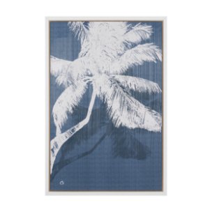 Palm Shadow II (Blue) by Mercana Studio Hand-Embellished Textured Framed Canvas Artwork