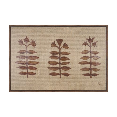 102773-FL - Folk Flowers by Mercana Studio Hand-Embellished Textured Framed Canvas Artwork