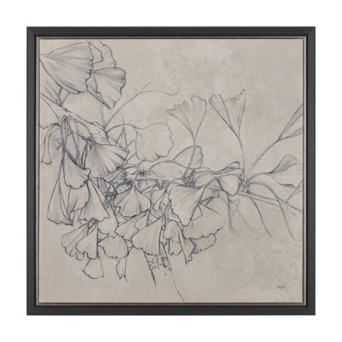 102785-FS - Ginkgo Shadows I by Mercana Studio Hand-Embellished Textured Framed Canvas Artwork