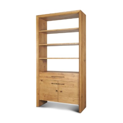 71232 - Belford 2-Door Open Light Brown Oak Wood Shelving Unit