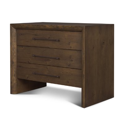 71236 - Belford 3-Drawer Dark Brown Oak Wood Closed Nightstand