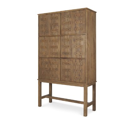 71415 - Truss Cool Brown Wood 6 Door Tall Cabinet