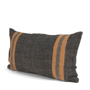 Mercer 14x26 Lumbar Black w/ Orange Stripes Decorative Pillow Cover