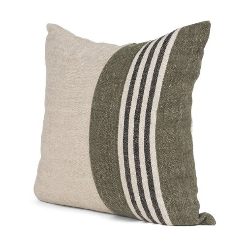 71433 - Hunter 20x20 Square Oatmeal w/ Green Stripe Decorative Pillow Cover