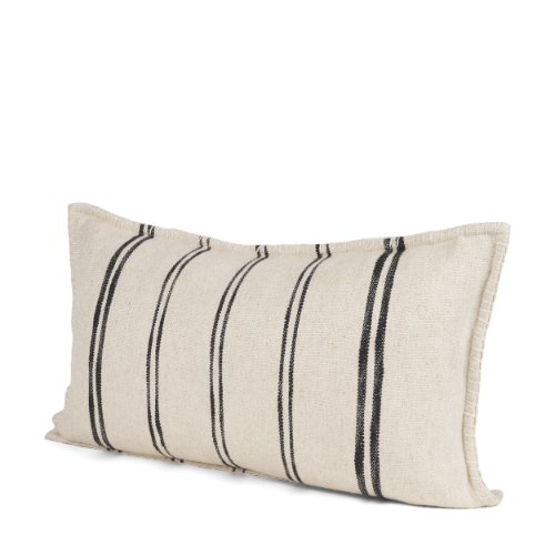 71438 - Liv 14x26 Lumbar Cream w/ Black Stripes Decorative Pillow Cover