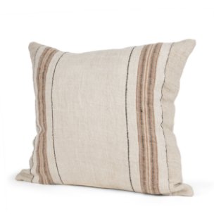 Maeve 20x20 Square Natural Linen w/ Orange Stripes Decorative Pillow Cover