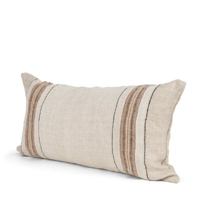71441 - Maeve 14x26 Lumbar Natural Linen w/ Orange Stripes Decorative Pillow Cover