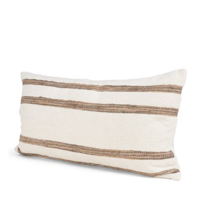 71459 - Maryn 14x26 Lumbar Cream w/ Brown Stripes Decorative Pillow Cover