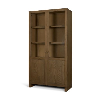 71328 - Henry Dark & Light Brown Oak Wood w/ Glass Doors Curio Cabinet