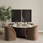 71193 - Curtis Brown Fabric Barrelback Half-Moon Base Dining Armchair