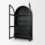 71309 - Suri Black Wood W/Glass Doors Arched Curio Cabinet