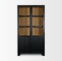 71327 - Henry Black & Light Brown Oak Wood w/ Glass Doors Curio Cabinet