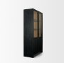 71327 - Henry Black & Light Brown Oak Wood w/ Glass Doors Curio Cabinet
