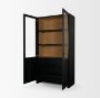 71327 - Henry Black & Light Brown Oak Wood w/ Glass Doors Curio Cabinet