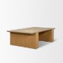 71329-AB - Milos Travertine Top w/ Light Brown Oak Wood Coffee Table