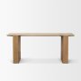 71330-AB - Milos Travertine Top w/ Light Brown Oak Wood Console Table