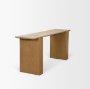 71330-AB - Milos Travertine Top w/ Light Brown Oak Wood Console Table