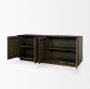 71338 - Cinder Distressed Dark Brown Wood Reeded 4-Door Closed Sideboard