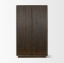 71340 - Cinder Distressed Dark Brown Wood Reeded 2-Door Closed Tall Cabinet