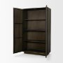 71340 - Cinder Distressed Dark Brown Wood Reeded 2-Door Closed Tall Cabinet