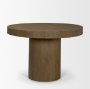 71342-AB - Lyonne 42" Round Medium Brown Oak Wood Pedestal Dining Table