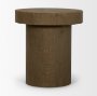 71344 - Lyonne Round Medium Brown Oak Wood Pedestal Side Tables