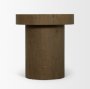 71344 - Lyonne Round Medium Brown Oak Wood Pedestal Side Tables
