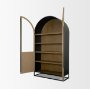 71346 - Sloan 47.5W x 80.5H Light Brown W/Black Metal Frame Arched Cabinet