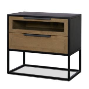 Sloan Light Brown W/ Black Metal Frame Side Table