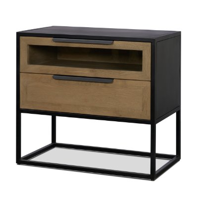 71349 - Sloan Light Brown W/ Black Metal Frame Side Table