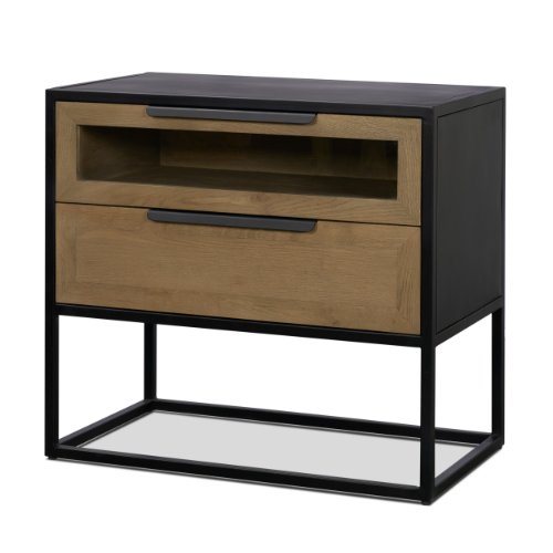 71349 - Sloan Light Brown W/ Black Metal Frame Side Table