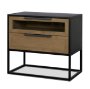 71349 - Sloan Light Brown W/ Black Metal Frame Side Table