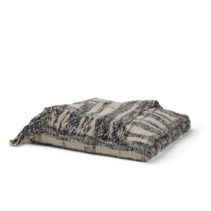 Pendle Cream w/ Woven Black Plaid Pattern Cotton Throw Blanket