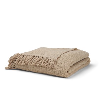 71455 - Kambal Light Beige Woven Cotton Throw Blanket