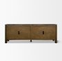 71391-AB - Kendrix Dark Brown Oak Wood Cappuccino Marble 4 Door Closed Sideboard