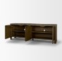 71391-AB - Kendrix Dark Brown Oak Wood Cappuccino Marble 4 Door Closed Sideboard