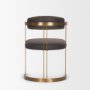 71421 - Hollyfield II Charcoal-Brown Leather Seat Gold Iron Frame Dining Chair