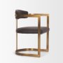 71421 - Hollyfield II Charcoal-Brown Leather Seat Gold Iron Frame Dining Chair