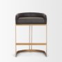 71422 - Hollyfield II Charcoal-Brown Leather Seat Gold Metal Base Counter Stool