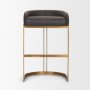 71423 - Hollyfield Brown Charcoal Leather Seat Gold Metal Base Bar Stool