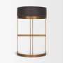 71423 - Hollyfield Brown Charcoal Leather Seat Gold Metal Base Bar Stool