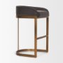 71423 - Hollyfield Brown Charcoal Leather Seat Gold Metal Base Bar Stool