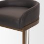 71423 - Hollyfield Brown Charcoal Leather Seat Gold Metal Base Bar Stool