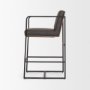 71424 - Stamford 36" Total Height Charcoal-Brown Leather Seat w/ Wood Back Metal Counter Stool