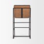 71424 - Stamford 36" Total Height Charcoal-Brown Leather Seat w/ Wood Back Metal Counter Stool