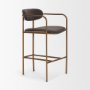 71426 - Parker Charcoal-Brown Leather Seat Gold Metal Counter Stool