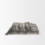 71450 - Pendle Cream w/ Woven Black Plaid Pattern Cotton Throw Blanket