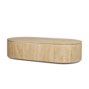 Elara Ribbed Oblong Travertine Coffee Table