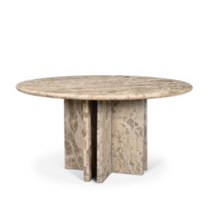 Rivaro 59" Round Dining Table | Solid Beige Marble | Seats 6