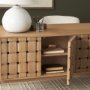 71289 - Trellyn Light Brown Solid Wood Carved Woven Desk